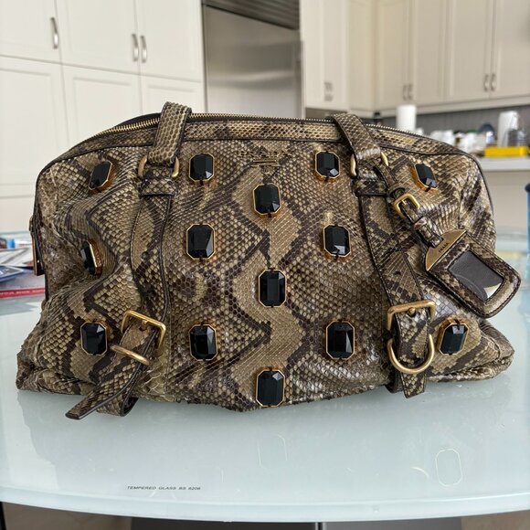 Prada Python Swarovski Shoulder Bag BL0579 Pitone Pietre - Picture 1 of 12